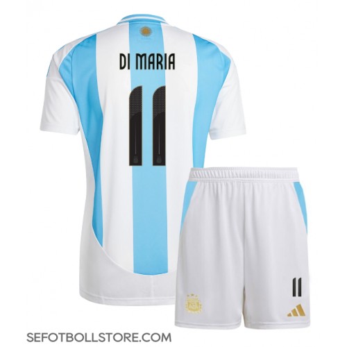 Argentina Angel Di Maria #11 Replika babykläder Hemmaställ Barn Copa America 2024 Kortärmad (+ korta byxor)